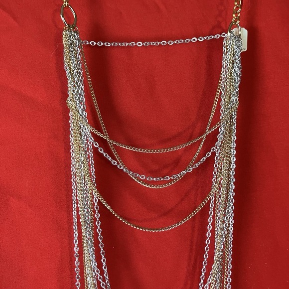Vintage Multiple Chain Layered‎ Waterfall Necklace / Metal / Costume Jewelry - Picture 6 of 11